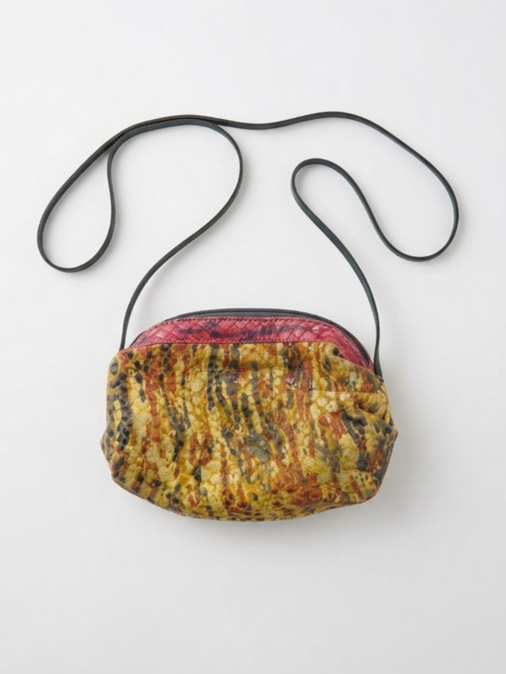 Carlos Falchi Vintage Multicolor Python Snake-Skin Leather Crossbody Purse Bag